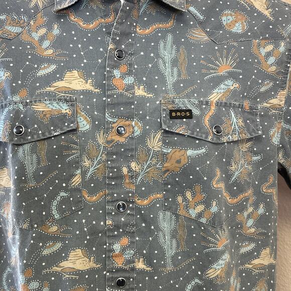 Howler Brothers Men’s Small Pearl Snap Southwestern Shirt Cacti Snake Scorpion - Picture 5 of 9